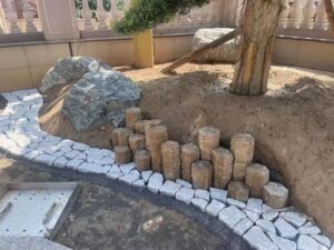 Antique Stone Aged Hexagonal Column